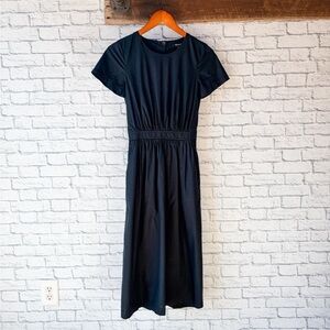 MADEWELL Open back, button down, midi dress in black (size 00)